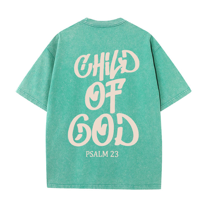 Christianartworkshop Chic Spiritual Child of God Psalm 23 Unisex Washed T-Shirt - Green - 5XL - image 17