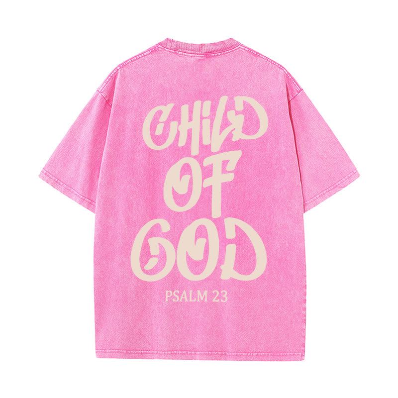 Christianartworkshop Chic Spiritual Child of God Psalm 23 Unisex Washed T-Shirt - Pink - 5XL - image 19