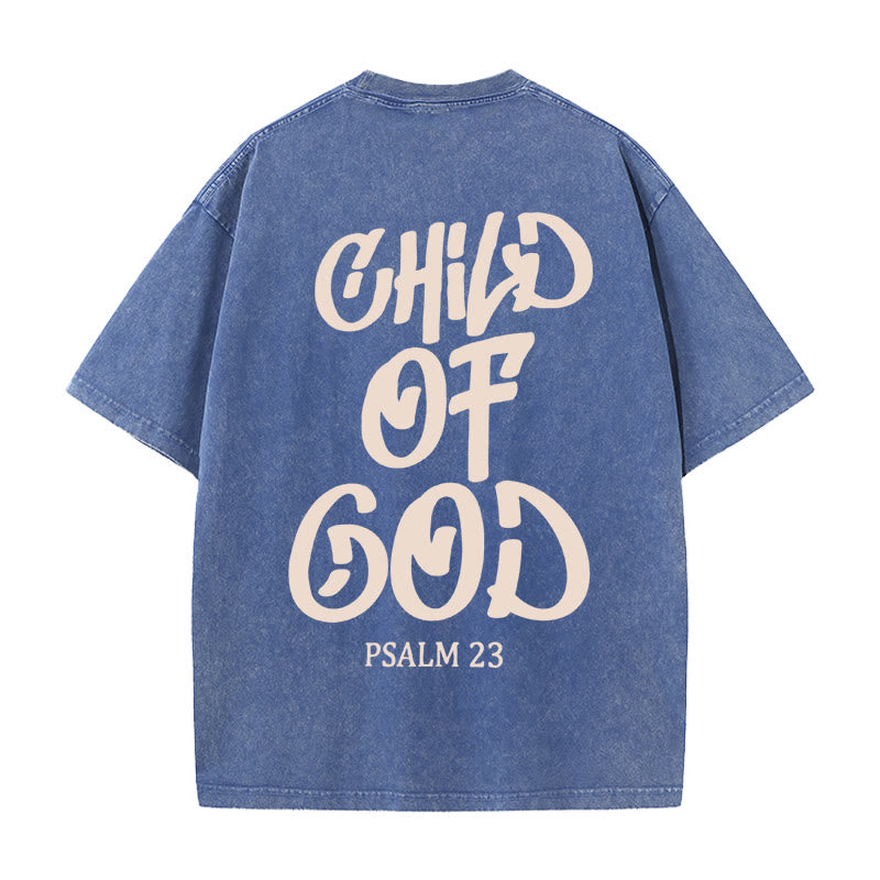 Christianartworkshop Chic Spiritual Child of God Psalm 23 Unisex Washed T-Shirt - Blue - 5XL - image 10