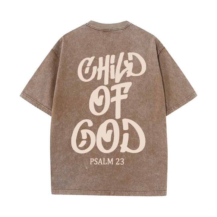 Christianartworkshop Chic Spiritual Child of God Psalm 23 Unisex Washed T-Shirt - Coffee - 5XL - image 15