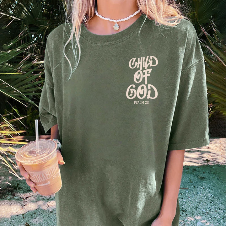 Christianartworkshop Chic Spiritual Child of God Psalm 23 Unisex Washed T-Shirt - image 9