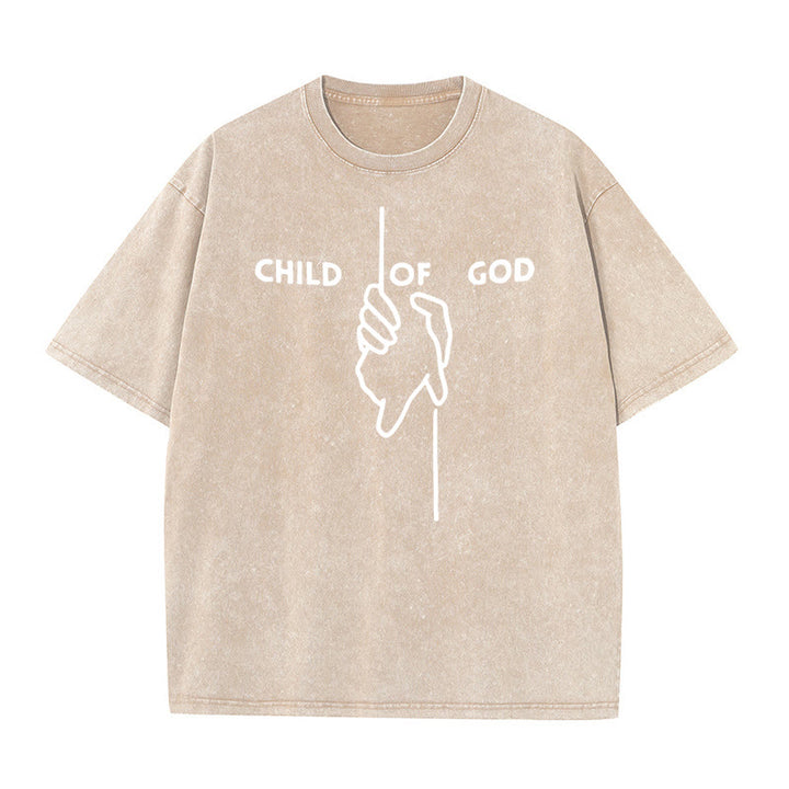 Christianartworkshop Artistic Child of God Unisex Washed T-Shirt: Hand - Cross Design and Eternal Faith - Apricot - 5XL - image 8