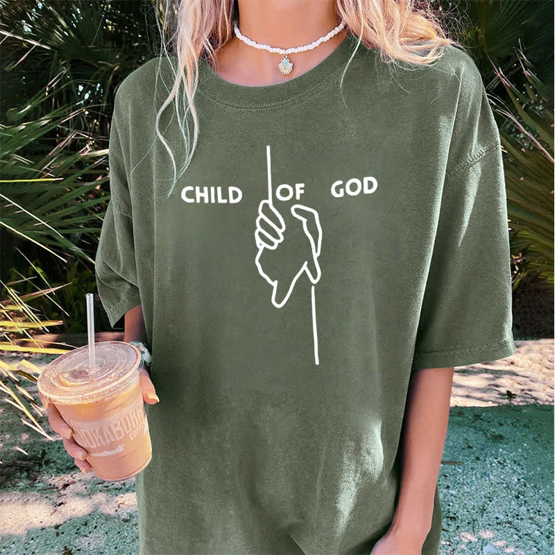 Christianartworkshop Artistic Child of God Unisex Washed T-Shirt: Hand - Cross Design and Eternal Faith - image 4