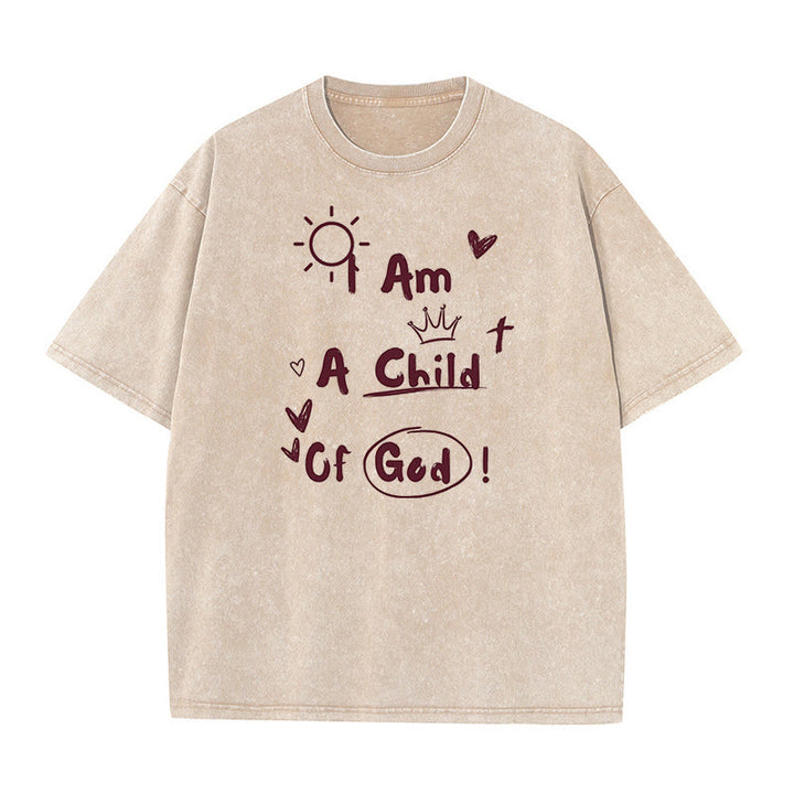 Christianartworkshop Vibrant Doodle Style I am a child of God Washed T-Shirt - Apricot - 5XL - image 0