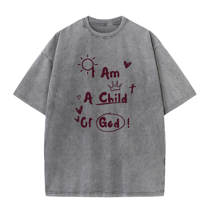 Christianartworkshop Vibrant Doodle Style I am a child of God Washed T-Shirt - Grey - 5XL - image 6
