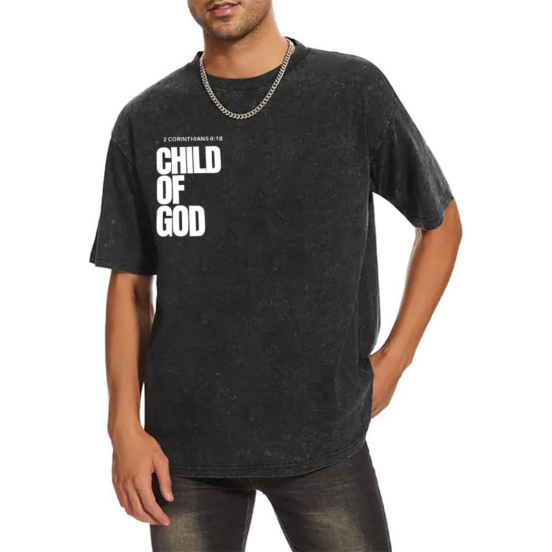 Christianartworkshop Minimalist Child of God Unisex Washed T-Shirt: Bold Faith in Clean Design - image 2