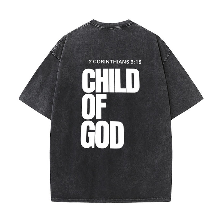 Christianartworkshop Minimalist Child of God Unisex Washed T-Shirt: Bold Faith in Clean Design - Black - 5XL - image 0