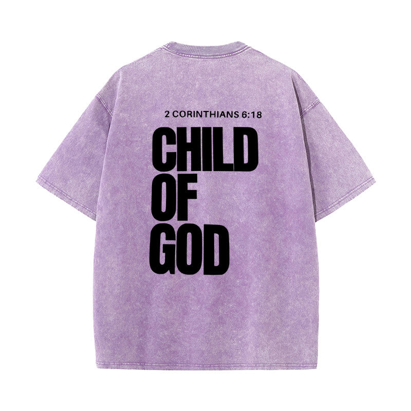 Christianartworkshop Minimalist Child of God Unisex Washed T-Shirt: Bold Faith in Clean Design - Purple - 5XL - image 11