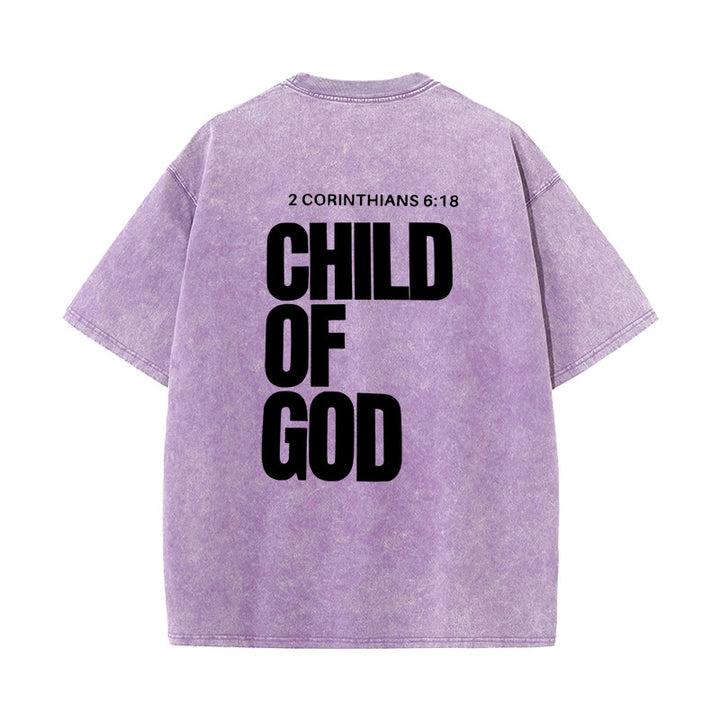 Christianartworkshop Minimalist Child of God Unisex Washed T-Shirt: Bold Faith in Clean Design - Purple - 5XL - image 11