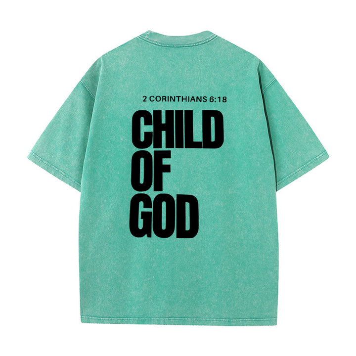 Christianartworkshop Minimalist Child of God Unisex Washed T-Shirt: Bold Faith in Clean Design - Green - 5XL - image 17