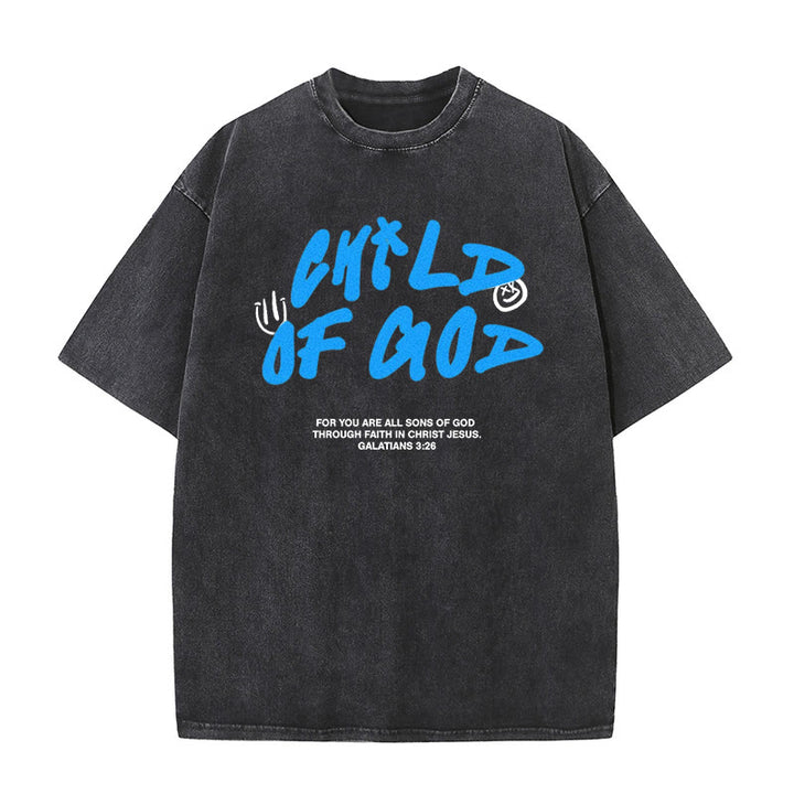 Christianartworkshop Vibrant Graffiti Style Child of God Unisex Washed T-Shirt - Black - 5XL - image 0