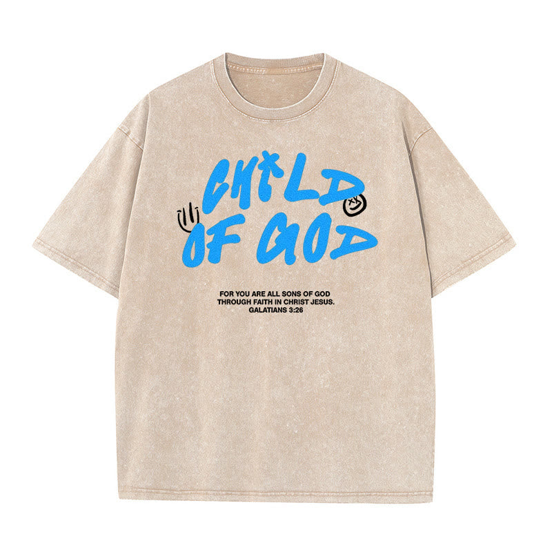 Christianartworkshop Vibrant Graffiti Style Child of God Unisex Washed T-Shirt - Apricot - 5XL - image 8