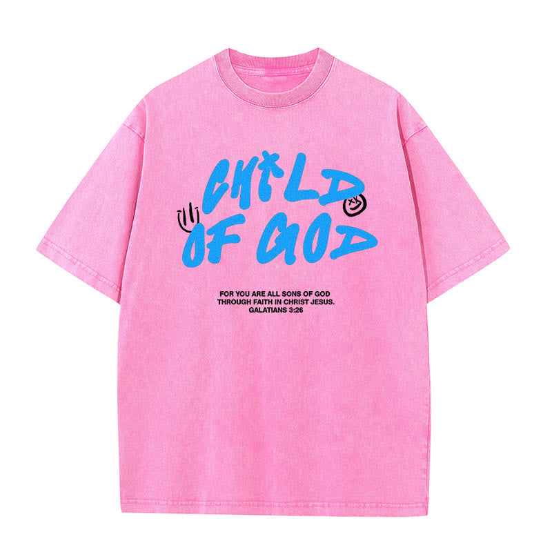 Christianartworkshop Vibrant Graffiti Style Child of God Unisex Washed T-Shirt - Pink - 5XL - image 11