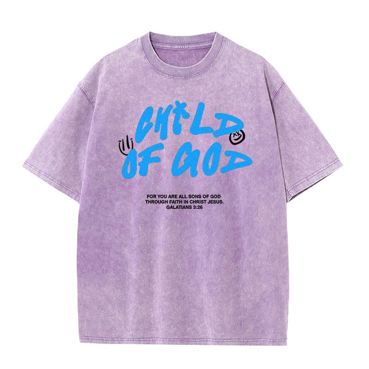 Christianartworkshop Vibrant Graffiti Style Child of God Unisex Washed T-Shirt - Purple - 5XL - image 7