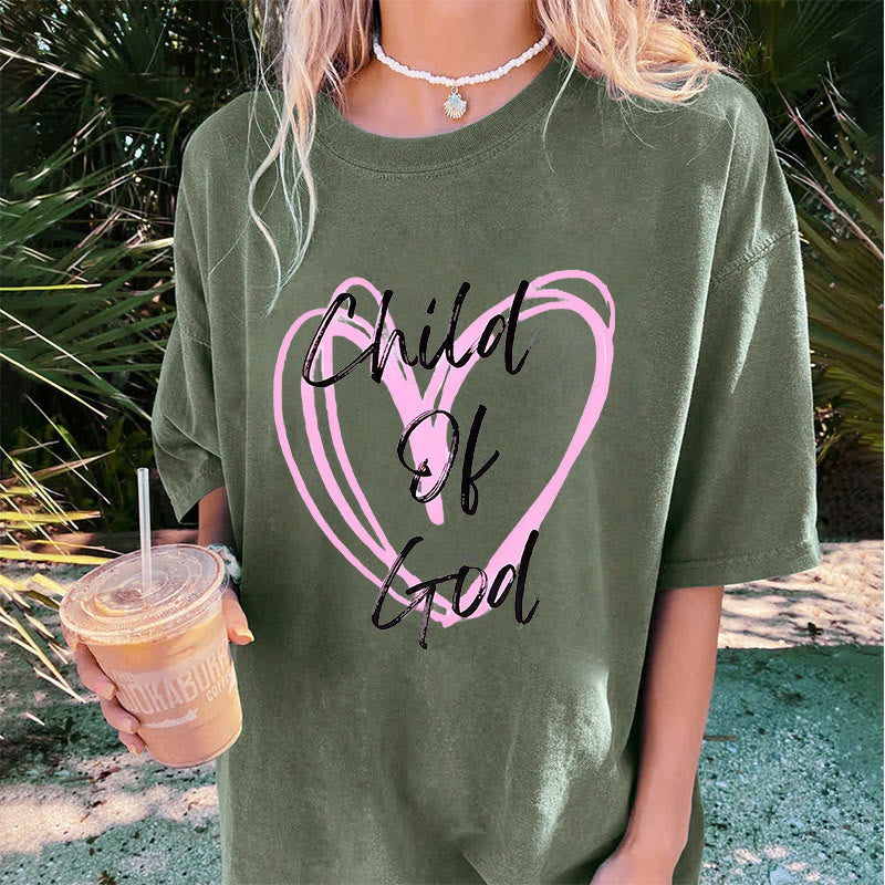 Christianartworkshop Romantic Child of God with Sacred Heart Unisex Washed T-Shirt - image 4