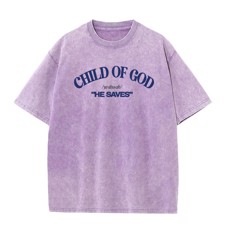 Christianartworkshop Classic Style He Save Child of God Unisex Washed T-Shirt - Purple - 5XL - image 7