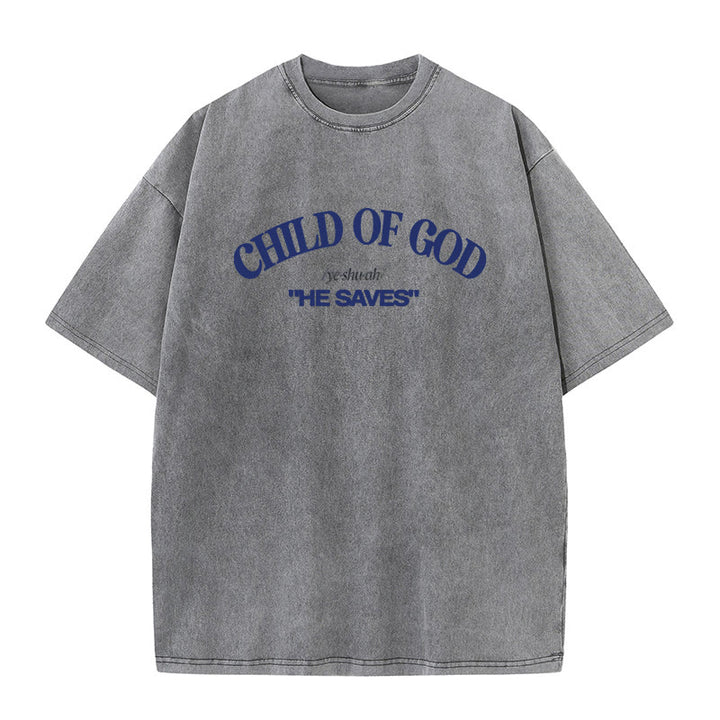 Christianartworkshop Classic Style He Save Child of God Unisex Washed T-Shirt - Grey - 5XL - image 5
