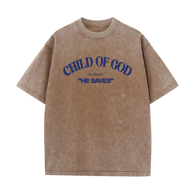Christianartworkshop Classic Style He Save Child of God Unisex Washed T-Shirt - Coffee - 5XL - image 9