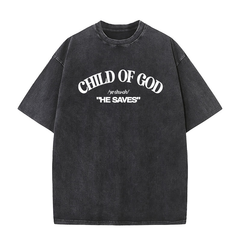 Christianartworkshop Classic Style He Save Child of God Unisex Washed T-Shirt - Black - 5XL - image 0