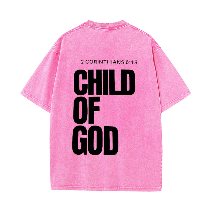 Christianartworkshop Minimalist Child of God Unisex Washed T-Shirt: Bold Faith in Clean Design - Pink - 5XL - image 19