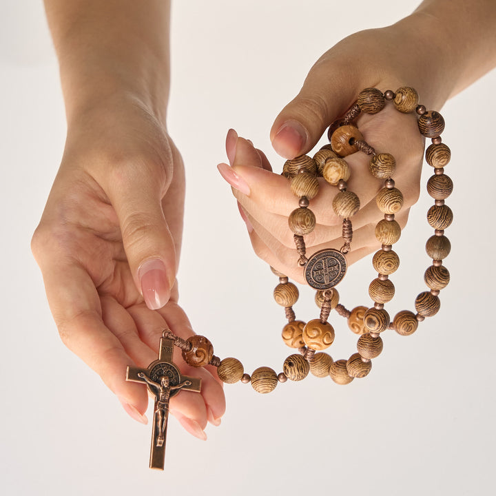Christianartworkshop Divine Olive Wood Rosary Adorned with St. Benedict Medal & Crucifix: Sacred Devotion - image 8