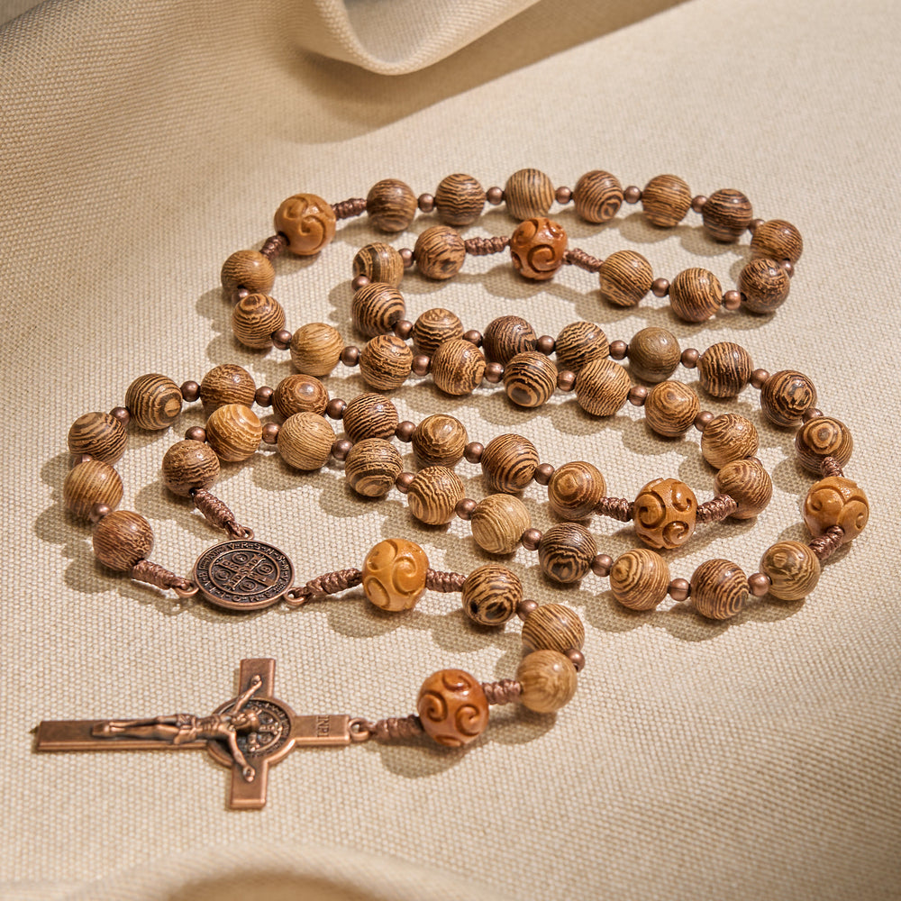 Christianartworkshop Divine Olive Wood Rosary Adorned with St. Benedict Medal & Crucifix: Sacred Devotion - image 2