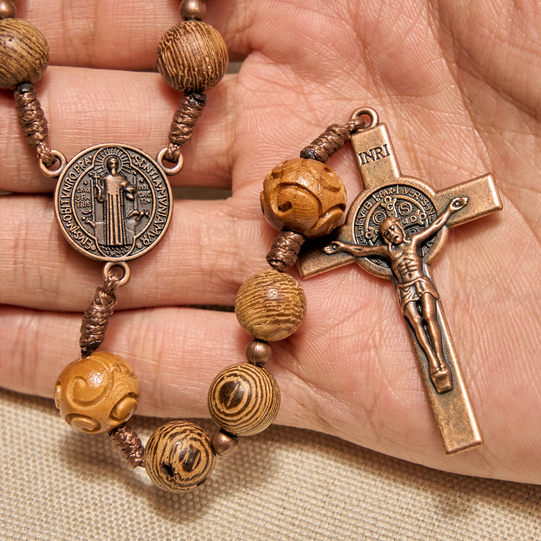 Christianartworkshop Divine Olive Wood Rosary Adorned with St. Benedict Medal & Crucifix: Sacred Devotion - image 6