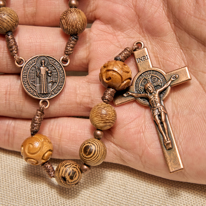 Christianartworkshop Divine Olive Wood Rosary Adorned with St. Benedict Medal & Crucifix: Sacred Devotion - image 6