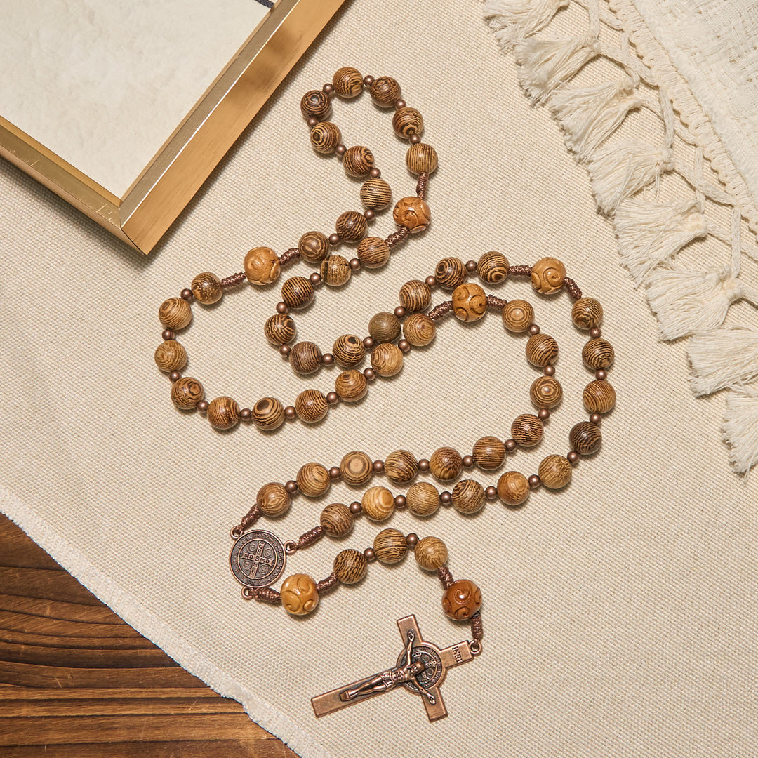 Christianartworkshop Divine Olive Wood Rosary Adorned with St. Benedict Medal & Crucifix: Sacred Devotion - image 4