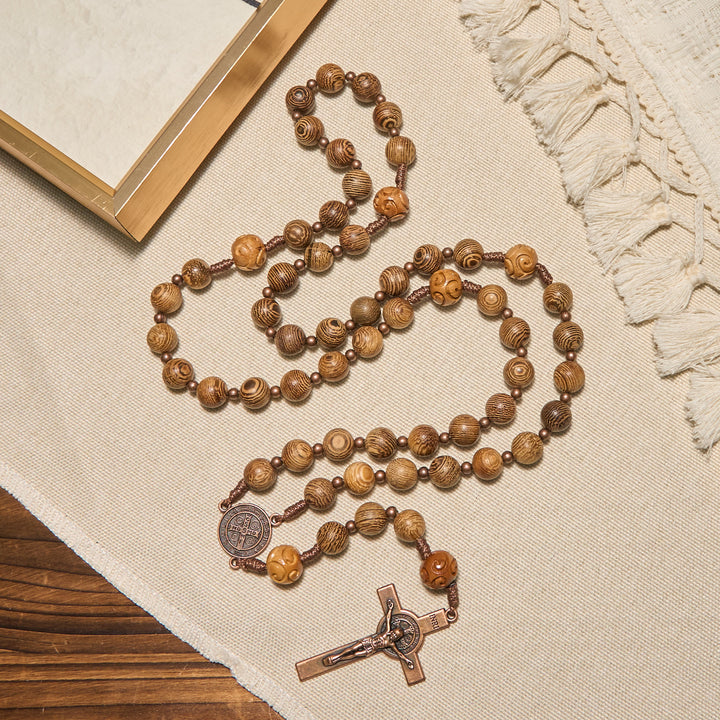 Christianartworkshop Divine Olive Wood Rosary Adorned with St. Benedict Medal & Crucifix: Sacred Devotion - image 4