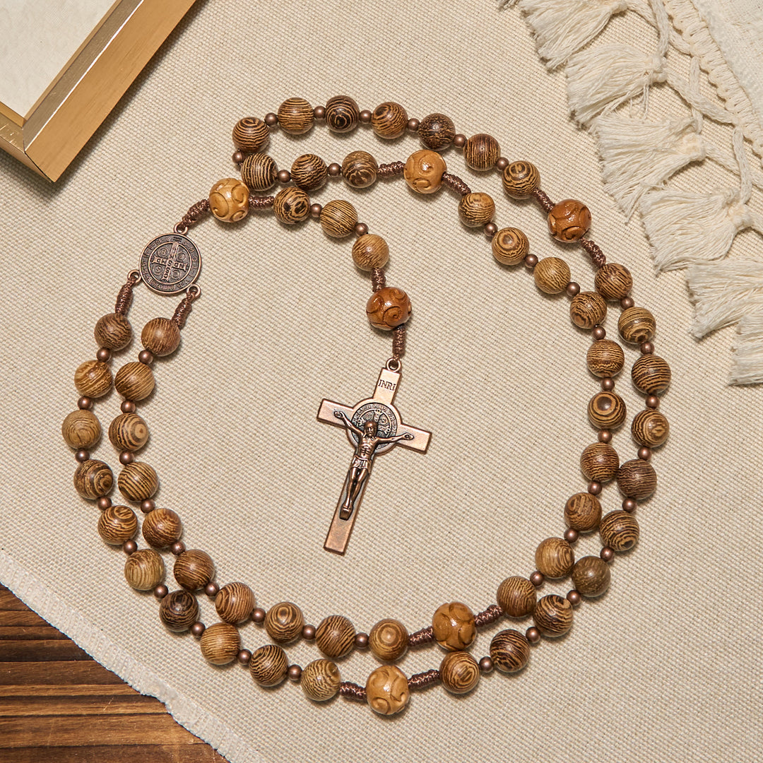 Christianartworkshop Divine Olive Wood Rosary Adorned with St. Benedict Medal & Crucifix: Sacred Devotion - image 5