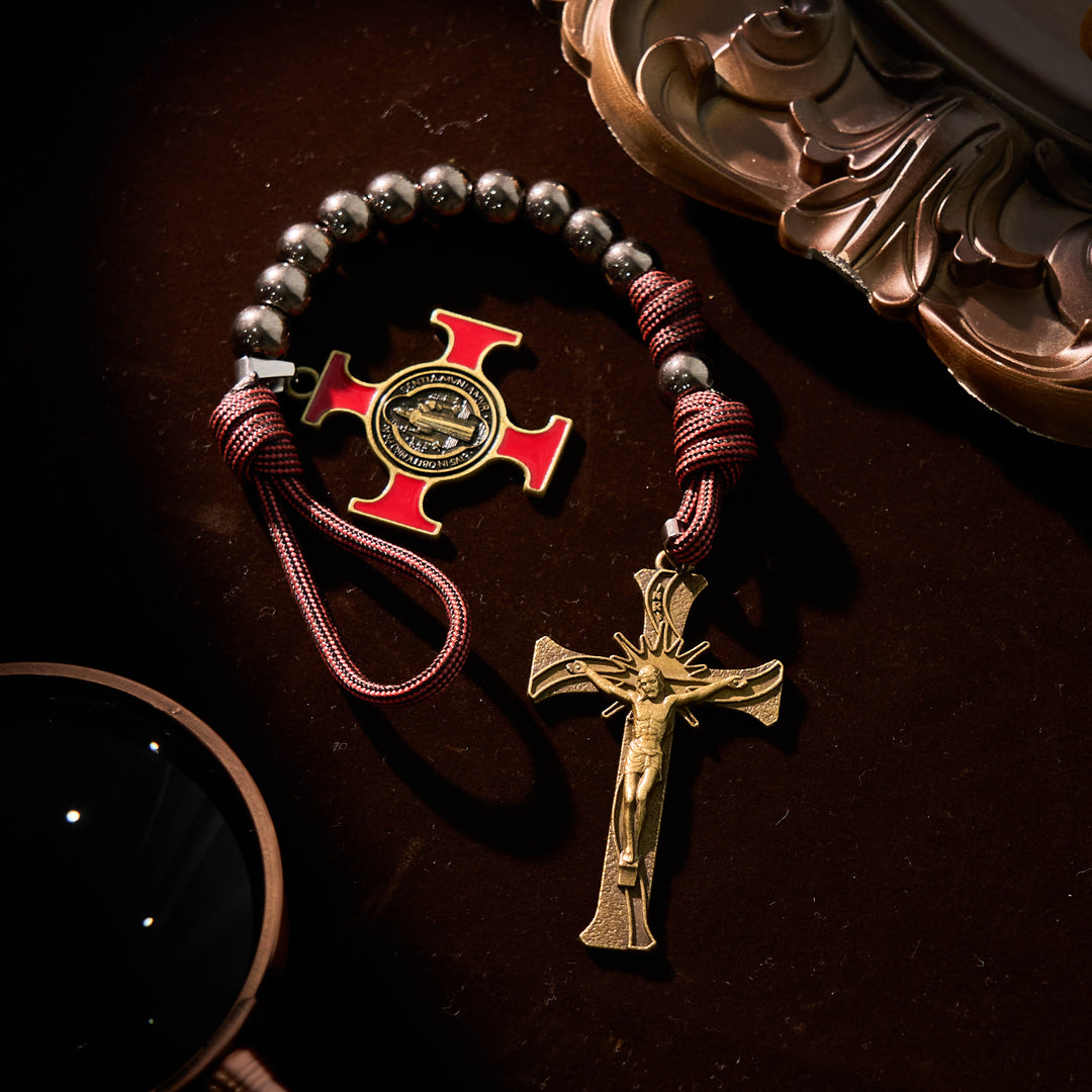 Christianartworkshop Chic Portable Pocket Rosary with Golden St. Benedict Medal & Crucifix: Carry Divine Protection Anywhere - image 3