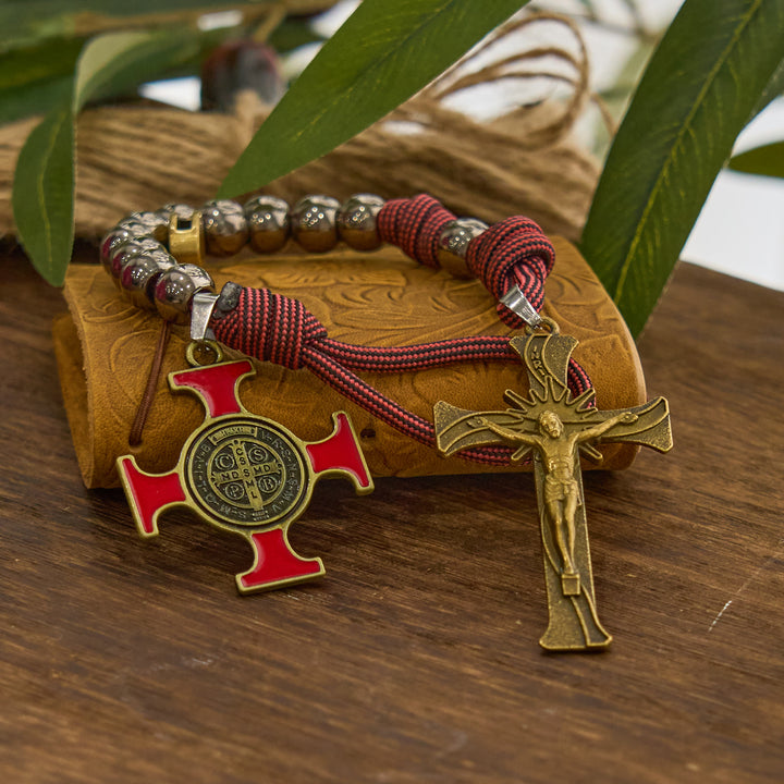 Christianartworkshop Chic Portable Pocket Rosary with Golden St. Benedict Medal & Crucifix: Carry Divine Protection Anywhere - image 4
