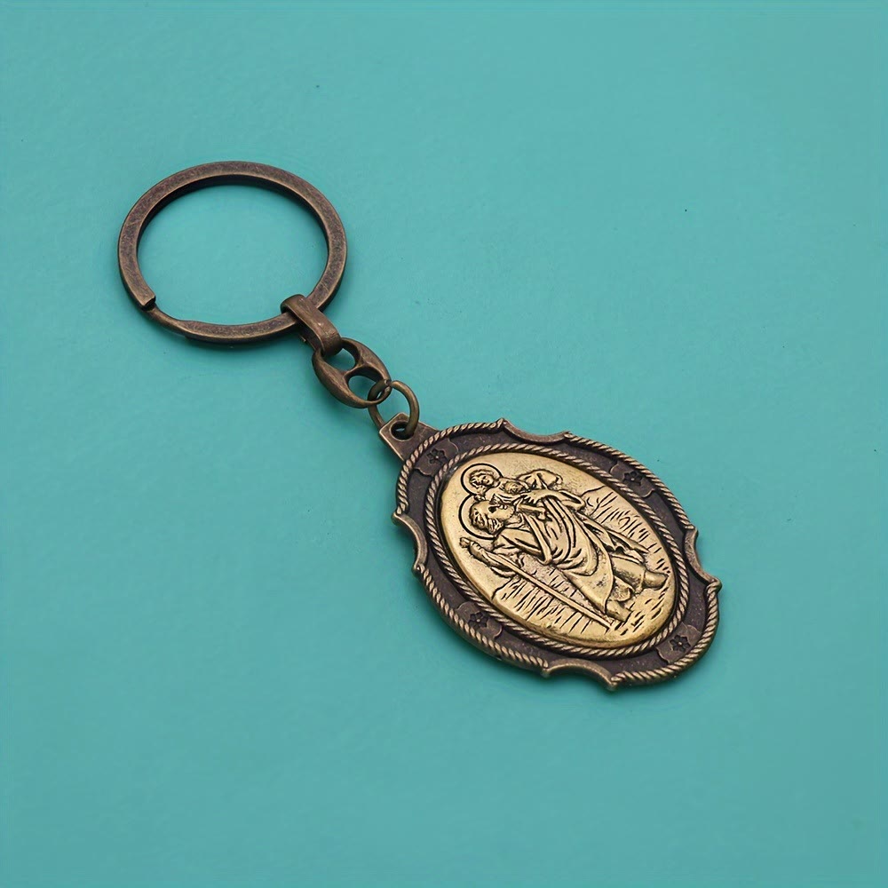 Christianartworkshop Intricately Carved Multicolor St. Christopher Keychain: Based Companion for Safe Travels - D - image 5