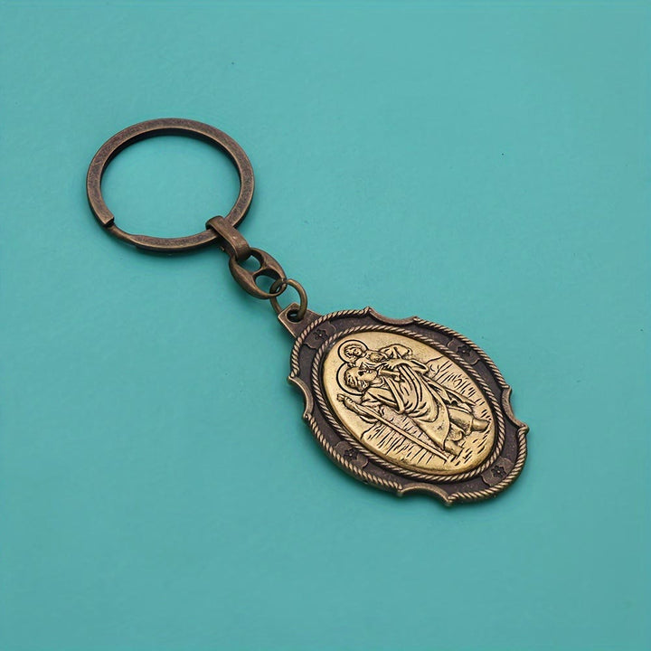 Christianartworkshop Intricately Carved Multicolor St. Christopher Keychain: Based Companion for Safe Travels - D - image 5