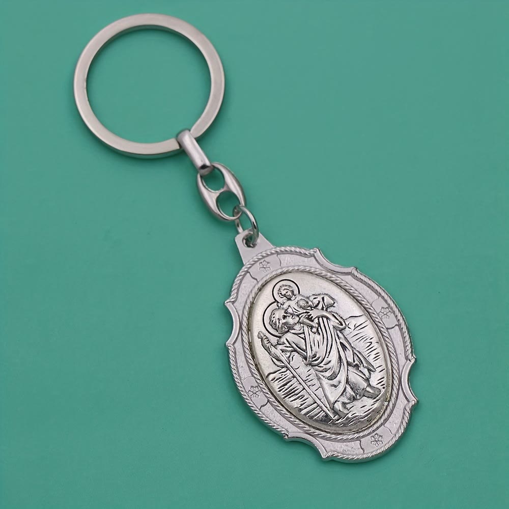 Christianartworkshop Intricately Carved Multicolor St. Christopher Keychain: Based Companion for Safe Travels - F - image 7