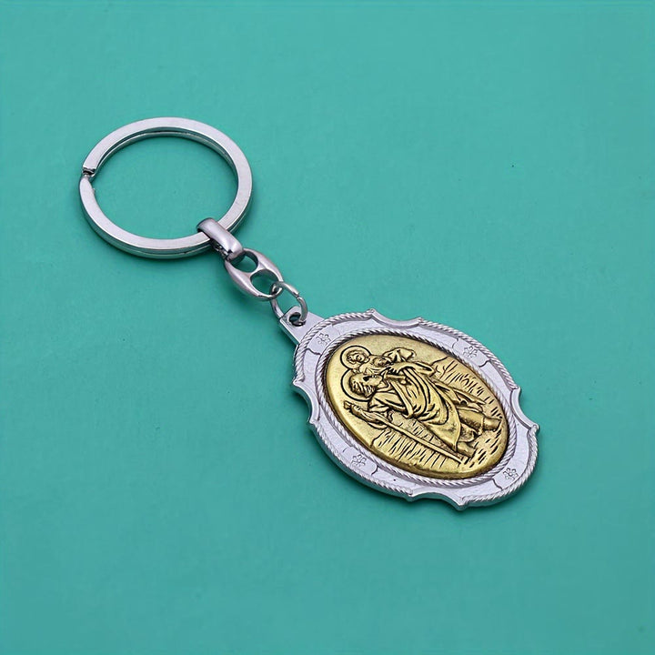 Christianartworkshop Intricately Carved Multicolor St. Christopher Keychain: Based Companion for Safe Travels - B - image 3