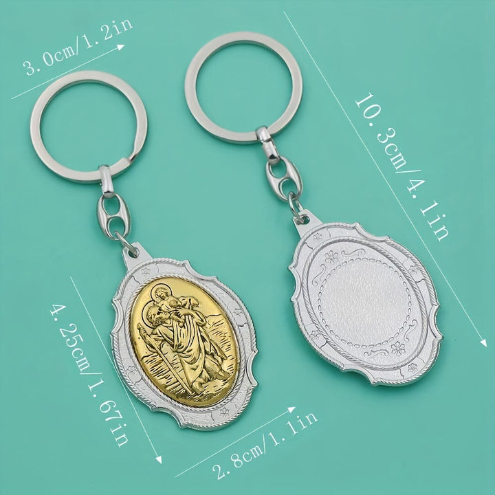 Christianartworkshop Intricately Carved Multicolor St. Christopher Keychain: Based Companion for Safe Travels - image 9