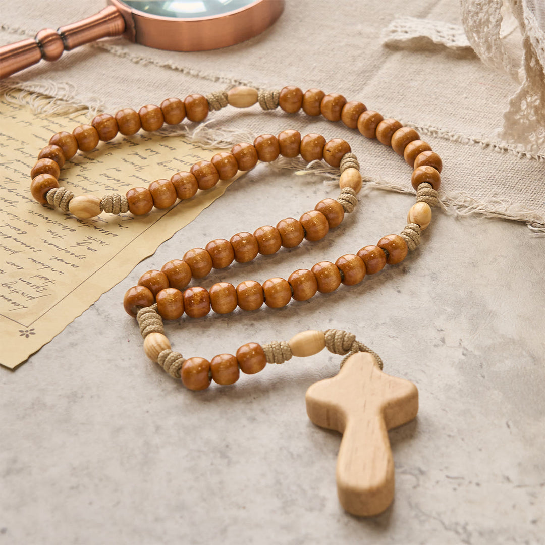 Christianartworkshop Minimalist Olive Wood Rosary with Hand-held Prayer Comfort Cross: Embrace Simple Sacredness - image 5