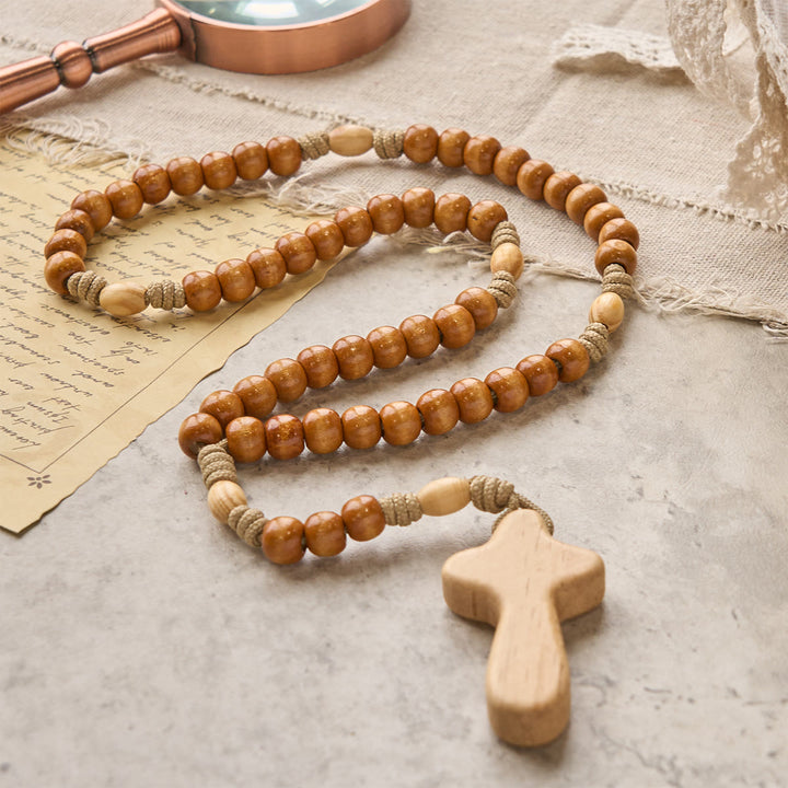 Christianartworkshop Minimalist Olive Wood Rosary with Hand-held Prayer Comfort Cross: Embrace Simple Sacredness - image 5