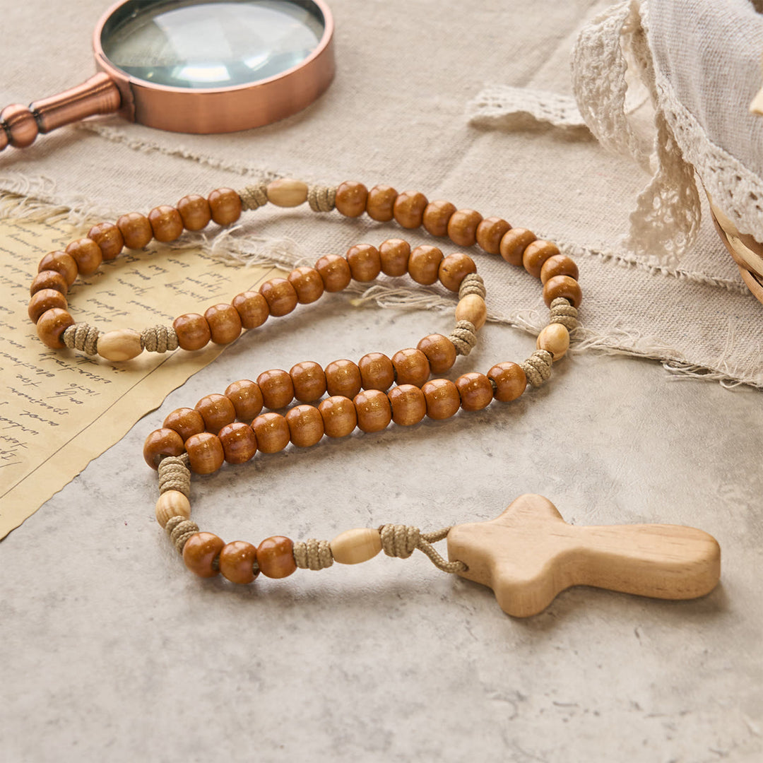 Christianartworkshop Minimalist Olive Wood Rosary with Hand-held Prayer Comfort Cross: Embrace Simple Sacredness - image 4