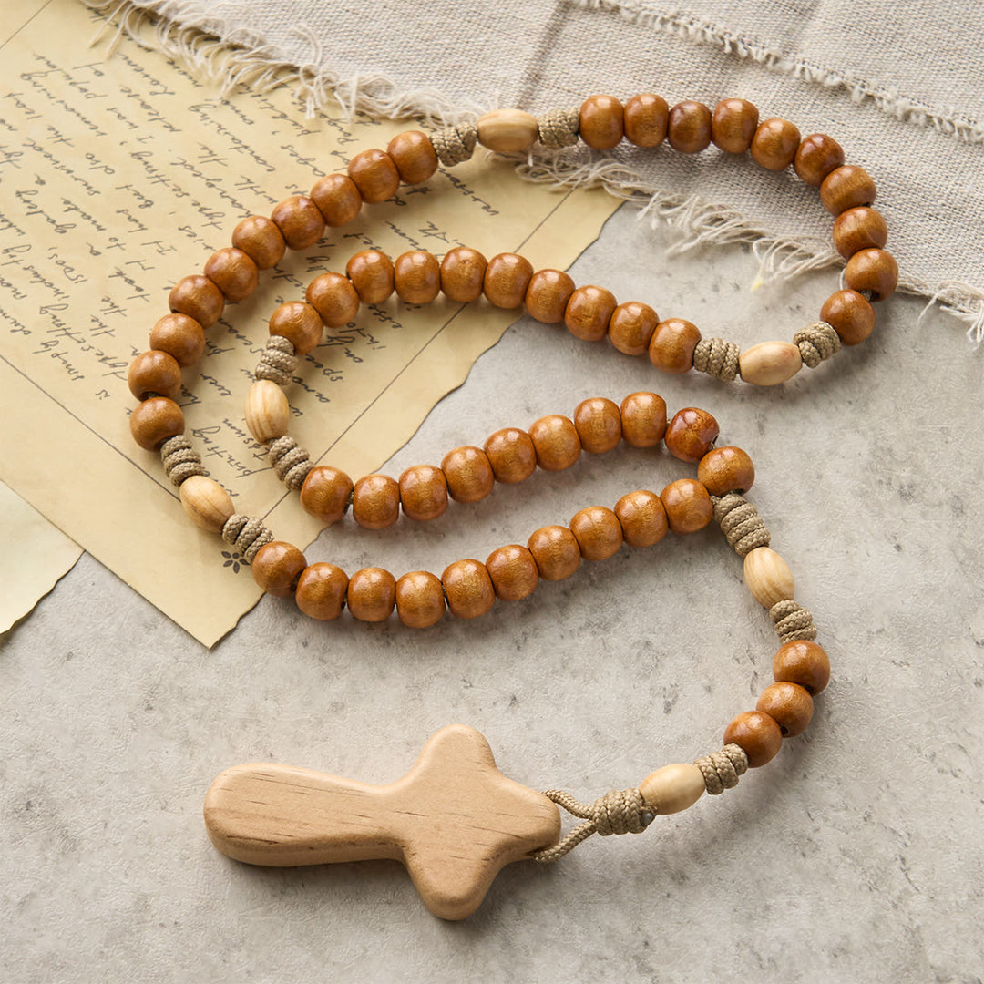 Christianartworkshop Minimalist Olive Wood Rosary with Hand-held Prayer Comfort Cross: Embrace Simple Sacredness - image 3