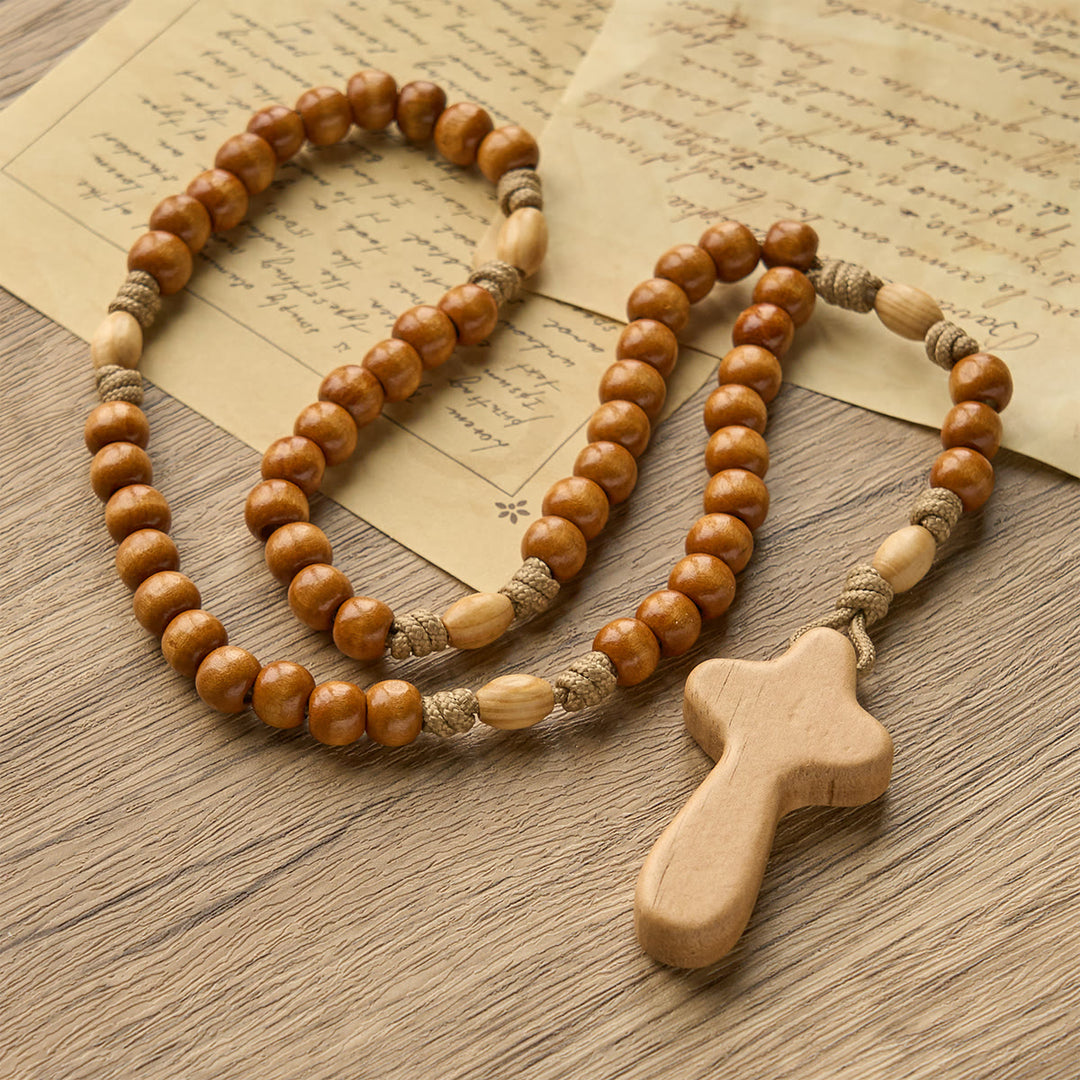 Christianartworkshop Minimalist Olive Wood Rosary with Hand-held Prayer Comfort Cross: Embrace Simple Sacredness - image 6
