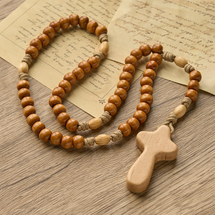 Christianartworkshop Minimalist Olive Wood Rosary with Hand-held Prayer Comfort Cross: Embrace Simple Sacredness - image 6