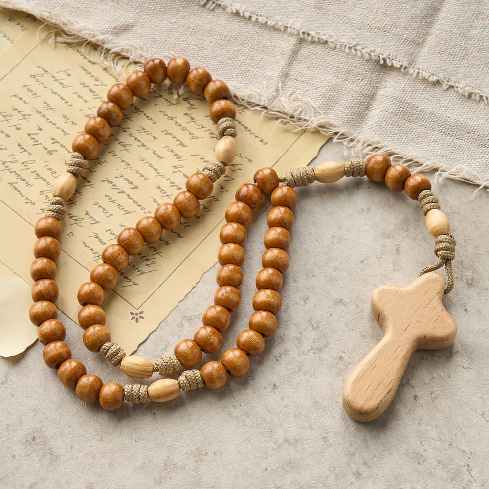 Christianartworkshop Minimalist Olive Wood Rosary with Hand-held Prayer Comfort Cross: Embrace Simple Sacredness - image 2