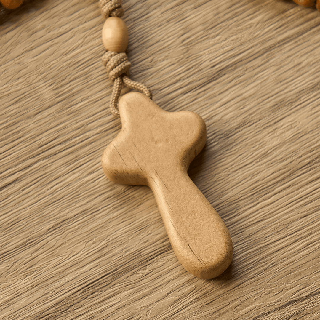 Christianartworkshop Minimalist Olive Wood Rosary with Hand-held Prayer Comfort Cross: Embrace Simple Sacredness - image 7