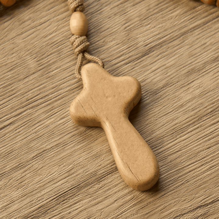 Christianartworkshop Minimalist Olive Wood Rosary with Hand-held Prayer Comfort Cross: Embrace Simple Sacredness - image 7