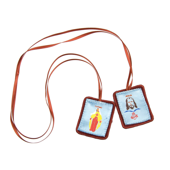 Christianartworkshop Red Catholic Scapular of Our Lady of Mount Carmels & Jacred Heart of Jesus - image 4