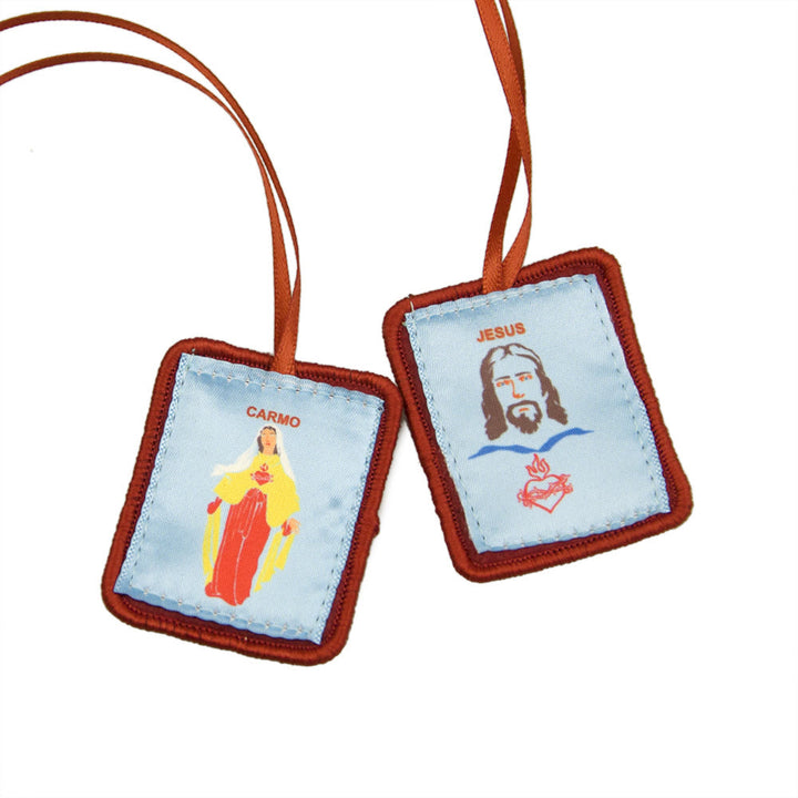 Christianartworkshop Red Catholic Scapular of Our Lady of Mount Carmels & Jacred Heart of Jesus - image 3
