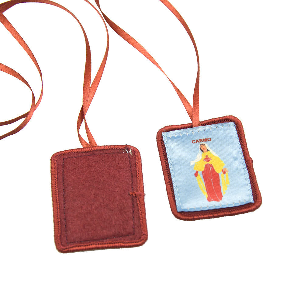 Christianartworkshop Red Catholic Scapular of Our Lady of Mount Carmels & Jacred Heart of Jesus - image 6